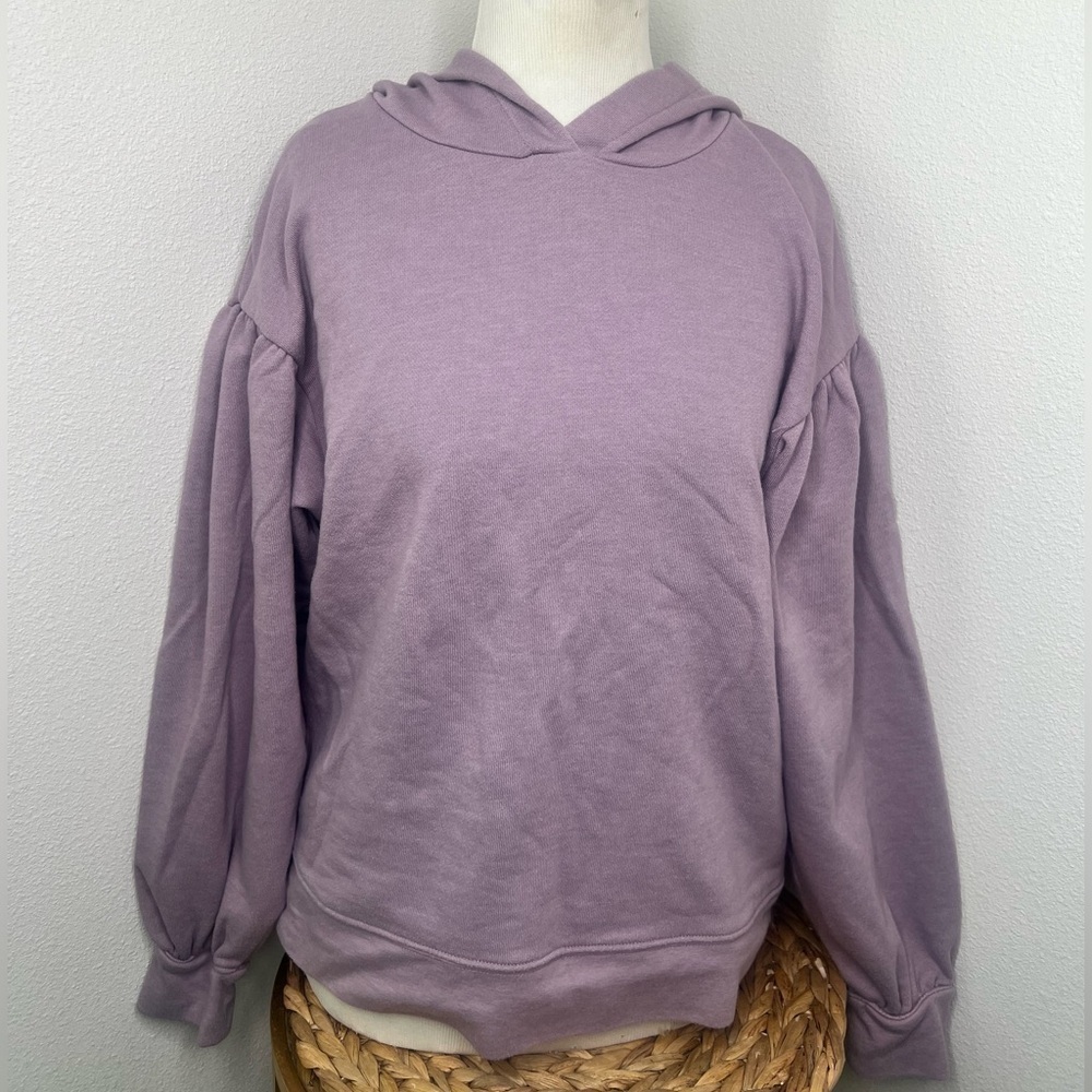 Madewell Sweatshirt Pleat-Sleeve Shrunken Hoodie Pressed Violet purple lavender - Picture 5 of 10